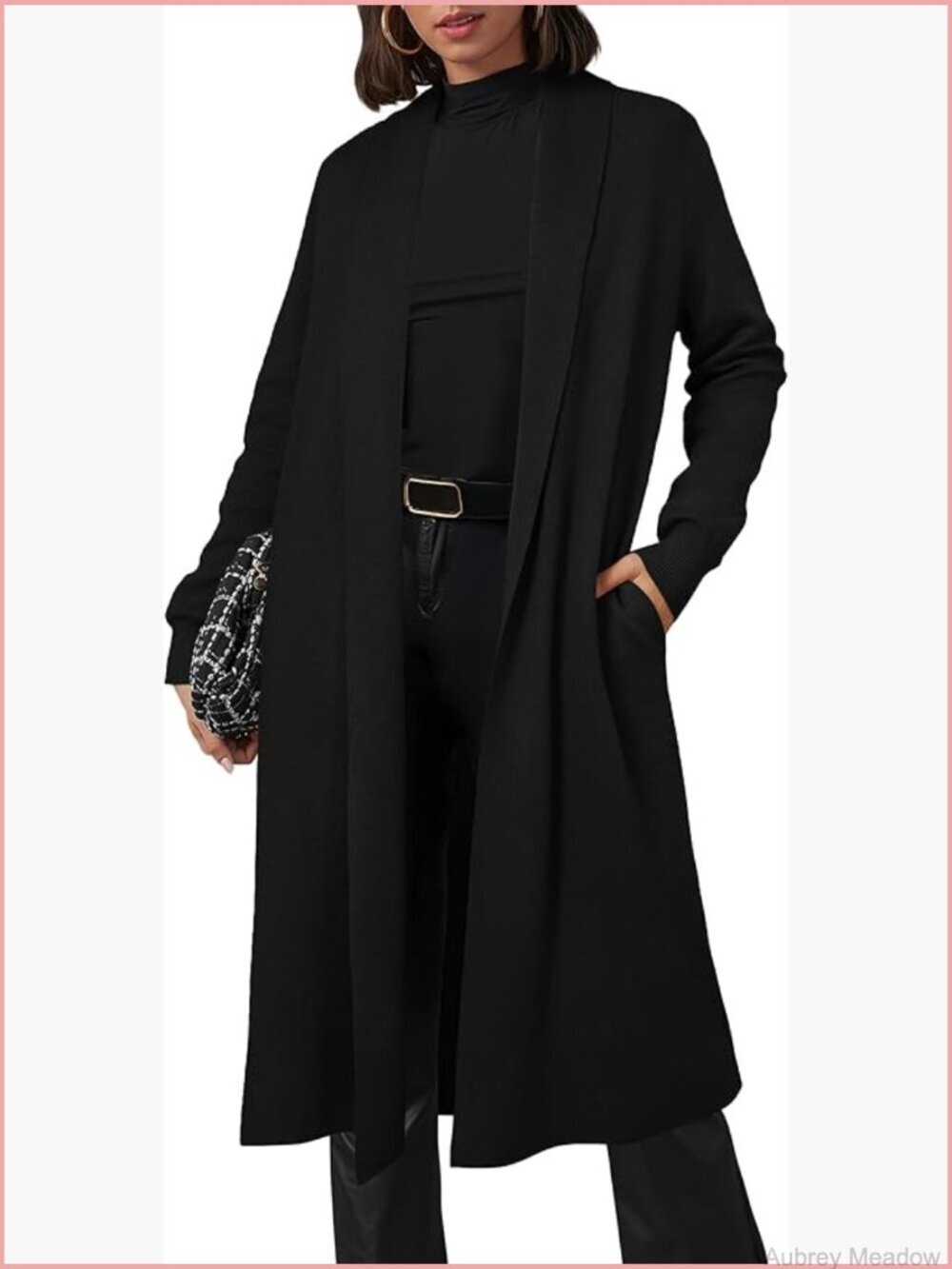 Wool Blend Maxi Cardigan Open Front Oversized Long Coat Knitted Sweater with